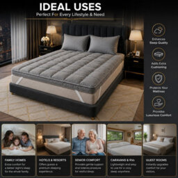 Hotel Quality Mattress Topper 10Cm Deep Thick 1100 Gsm Microfibre Quilted Soft Hypoallergenic Bedding - thumbnail 4