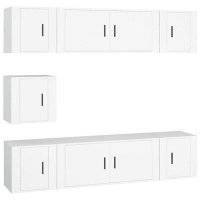 Berkfield Classic 7 Piece Tv Cabinet Set White Engineered Wood - image 1