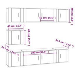 Berkfield Classic 7 Piece Tv Cabinet Set White Engineered Wood - thumbnail 7