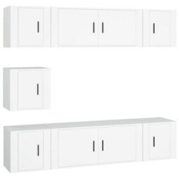 Berkfield Classic 7 Piece Tv Cabinet Set White Engineered Wood - thumbnail 1