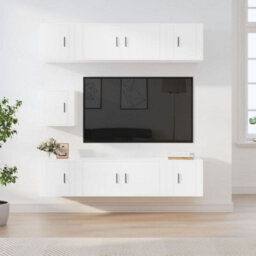 Berkfield Classic 7 Piece Tv Cabinet Set White Engineered Wood - thumbnail 2
