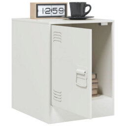 Berkfield Bedside Cabinet White 34.5X39X44 Cm Steel - thumbnail 5