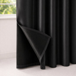 Nod Off Black Blackout Eyelet Curtains Ring Top Thermal Curtains Ready Made Pair 90X108 Inches - thumbnail 2