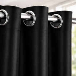 Nod Off Black Blackout Eyelet Curtains Ring Top Thermal Curtains Ready Made Pair 90X108 Inches - thumbnail 7