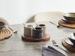 Beliani 3 Bowl Serving Tray With Teaspoon Heraklion Stone Multicolour - thumbnail 2