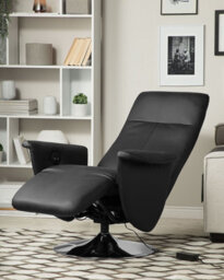 Beliani Recliner Chair Prime With Footrest Faux Leather Black - thumbnail 2
