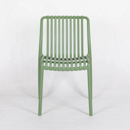 Modern Green Slatted Garden Chair Plastic Indoor Outdoor Patio Dining Stackable - thumbnail 1