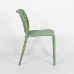 Modern Green Slatted Garden Chair Plastic Indoor Outdoor Patio Dining Stackable - thumbnail 3