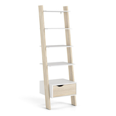 Furniture To Go Oslo Leaning Bookcase 1 Drawer White Oak - image 1