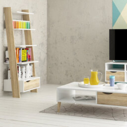 Furniture To Go Oslo Leaning Bookcase 1 Drawer White Oak - thumbnail 6