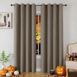 Ameha Mink 100%blackout Curtain 66X72'' Linen Texture Thermal Insulated 260Gsm Eyelet Curtain Pair Energy Saving Winter & Summer Uk Home - thumbnail 2