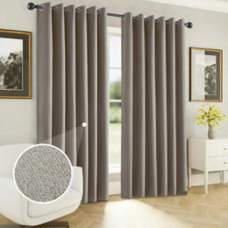 Ameha Mink 100%blackout Curtain 66X72'' Linen Texture Thermal Insulated 260Gsm Eyelet Curtain Pair Energy Saving Winter & Summer Uk Home