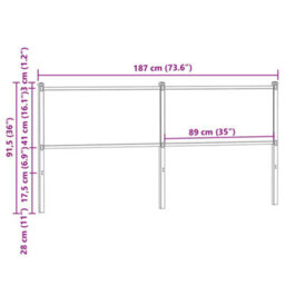 Berkfield Headboard Smoked Oak 180 Cm Engineered Wood And Steel - thumbnail 7