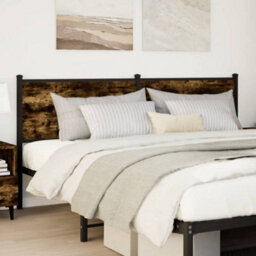 Berkfield Headboard Smoked Oak 180 Cm Engineered Wood And Steel - thumbnail 2