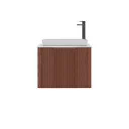 Royal Bathrooms Avenza 600mm Terracotta Clay Wall Hung Bathroom Countertop Vanity Unit 1 Drawer With Qubix Basin - thumbnail 6
