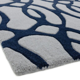 Blue Wool Handmade Luxurious Modern Easy To Clean Abstract Dining Room Bedroom And Living Room-120Cm X 170Cm - thumbnail 4