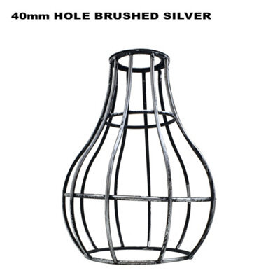 Brushed Silver Metal Wire Cage Ceiling Light Shade Easy Fit Lamp Shade, Ceiling Hanging Indoor Pendant Light Lampshade - image 1