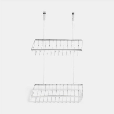 Silver Over-The-Door Shower Caddy Double Shelf Organiser Storage Rust Resistant - image 1