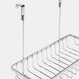 Silver Over-The-Door Shower Caddy Double Shelf Organiser Storage Rust Resistant - thumbnail 3