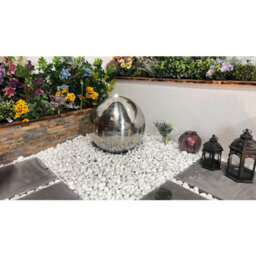 Outdoor Living UK 40Cms Stainless Steel Sphere Mains Power Water Feature With Cover - thumbnail 6