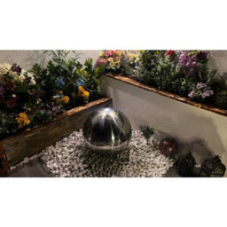 Outdoor Living UK 40Cms Stainless Steel Sphere Mains Power Water Feature With Cover - thumbnail 2