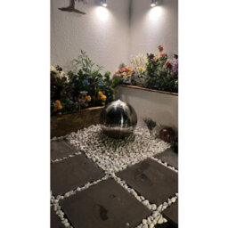 Outdoor Living UK 40Cms Stainless Steel Sphere Mains Power Water Feature With Cover - thumbnail 3