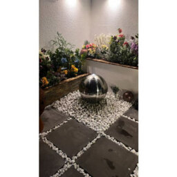 Outdoor Living UK 40Cms Stainless Steel Sphere Mains Power Water Feature With Cover - thumbnail 4