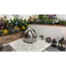 Outdoor Living UK 40Cms Stainless Steel Sphere Mains Power Water Feature With Cover - thumbnail 5