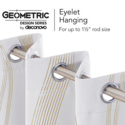 Deconovo Blackout Eyelet Curtains Thermal Insulated Gold Wave Line Foil Printed Curtains For Bedroom 52X72 Inch Silver Grey - thumbnail 5