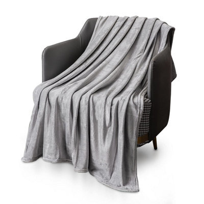 Keplin Flannel Fleece Throw Blanket 130 X 150Cm, Silver Grey - image 1