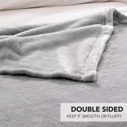 Keplin Flannel Fleece Throw Blanket 130 X 150Cm, Silver Grey - thumbnail 3