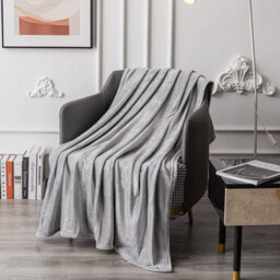 Keplin Flannel Fleece Throw Blanket 130 X 150Cm, Silver Grey - thumbnail 4