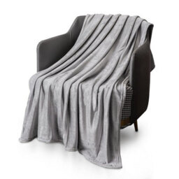 Keplin Flannel Fleece Throw Blanket 130 X 150Cm, Silver Grey - thumbnail 1