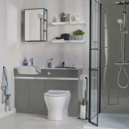 Lismore Matt Dust Grey Modern Freestanding Toilet Cabinet (H)820mm X (W)600mm - thumbnail 2
