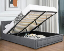 Modernique Grey Fabric Ottoman Storage Bed With Underneath Space, Wooden Sprung Slatted Gas Liftup Base In Small Double (4Ft) - thumbnail 6