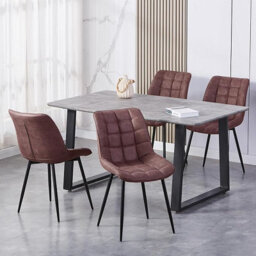 MCC Direct Set Of 2 Brown Suede Effect Dining Chairs Plush Padded Upholstered Accent Chair - Alba By Mcc