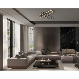 Luminosa Lighting Luminosa Dakari Integrated Led Semi Flush Ceiling Light Matt Black, Gold 2X Led 3000K - thumbnail 7