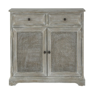 Orsina Slate Grey 2 Drawer Cabinet, Pine Wood Colonial Vanity Storage For Shoe Rack, Bathroom, Home & Office - image 1