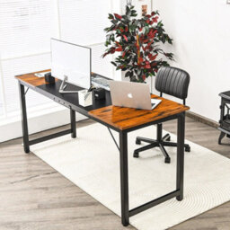 Wooden Computer Desk Industrial Writing Workstation Pc Laptop Table Metal Frame - thumbnail 3