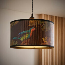 Valuelights Daintree Medium Dark Jungle Bamboo Drum Ceiling Lamp Shade And Bulb (D)35Cm