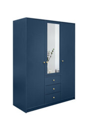 Arte Bold Dark Blue Siena Ii D3 Wardrobe 149Cm - Spacious Storage With Mirror Luxury - thumbnail 1