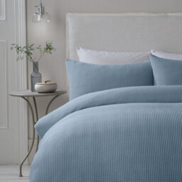 Serene Lindly Blue Textured Waffle Duvet Cover Set - thumbnail 2