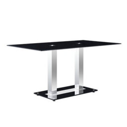 Furniture In Fashion Jet Large Black Glass Dining Table With 6 Demi Z White Chairs - thumbnail 3