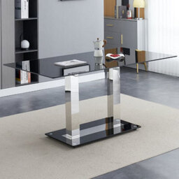 Furniture In Fashion Jet Large Black Glass Dining Table With 6 Demi Z White Chairs - thumbnail 2