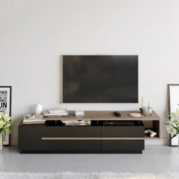 Decorotika Pia Tv Stand Tv Unit For Tvs Up To 60 Inch Black & Walnut