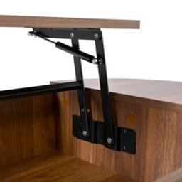 Abrihome Modern Height-Adjustable Coffee Table For Living Room, Open Shelves & Hidden Storage With Sliding Doors - thumbnail 8