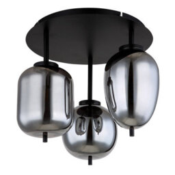 Luminosa Lighting Luminosa Blacky Globe Ceiling Light Matt Black Smoke Glass Shade 3X E14 - thumbnail 2
