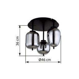 Luminosa Lighting Luminosa Blacky Globe Ceiling Light Matt Black Smoke Glass Shade 3X E14 - thumbnail 5