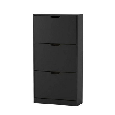 Black Designs 3-Drawer Bedroom Hallway Shoe Cabinet Storage - image 1