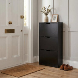 Black Designs 3-Drawer Bedroom Hallway Shoe Cabinet Storage - thumbnail 3